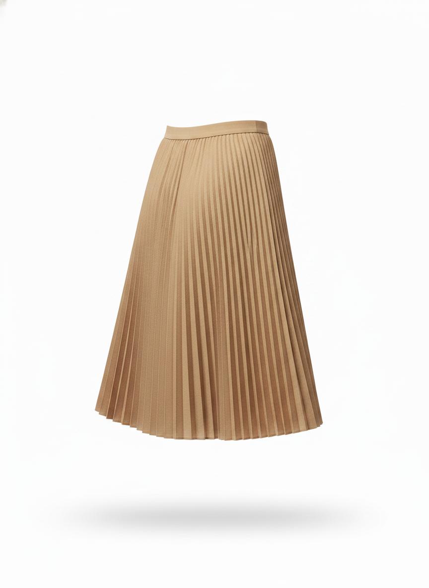 Women's Beige Pleated Skirt