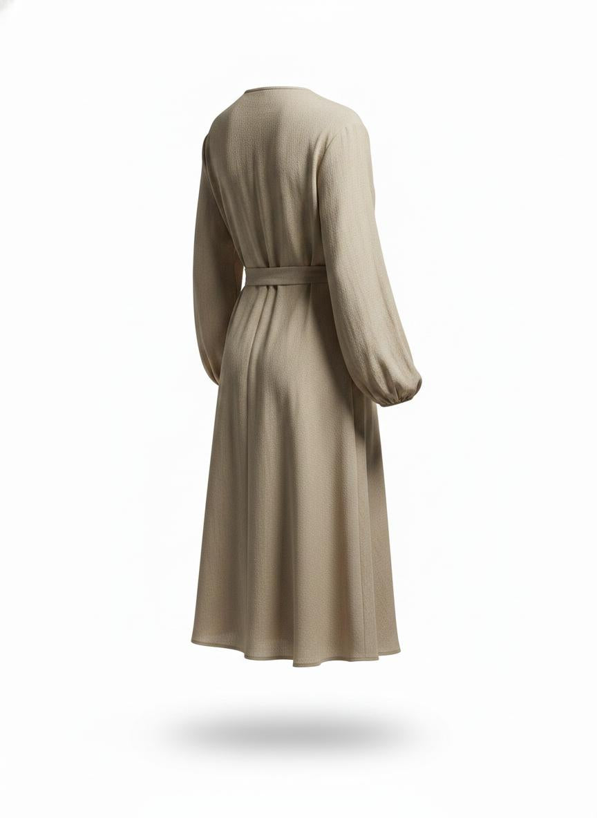 Women's Beige Wrap Dress