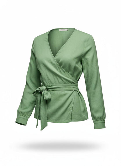Women's Green Wrap Top