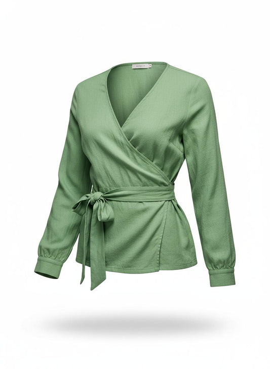 Women's Green Wrap Top